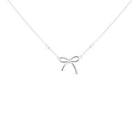 Tuscany Silver Women's Sterling Silver 13mm X 11.5mm Bow with 0.5mm Round White Diamond Adjustable Necklace 41cm/16"-46cm/18"