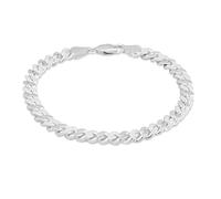 Tuscany Silver Women's Sterling Silver 180 Diamond Cut Stardust and Polished Curb Bracelet 20cm/8'