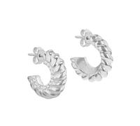 Tuscany Silver Women's Sterling Silver 1mm CZ Twisted Half Hoop Earrings