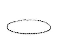Tuscany Silver Women's Sterling Silver 1mm Oxidised 30DC Rope Bracelet 19cm/7.5'