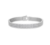 Tuscany Silver Women's Sterling Silver 2 mm Round Cubic Zirconia Triple Row Tennis Bracelet of Length 19 cm/7.5 Inch
