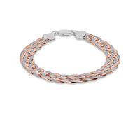 Tuscany Silver Women's Sterling Silver 2-Tone 9mm 6-Plait Textured Herringbone Bracelet 19cm/7.5'