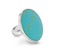 Tuscany Silver Women's Sterling Silver 30 mm Round Turquoise Ring, Size P