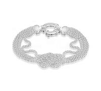 Tuscany Silver Women's Sterling Silver 4 Strand Popcorn Knot Large Ring Bracelet of 20cm/8"