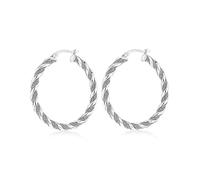 Tuscany Silver Women's Sterling Silver 4mm Tube 40mm Stardust Twist-Creole Earring