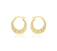 Tuscany Silver Women's Sterling Silver 9 ct Gold Bonded 2-Tone Stripe 20 mm Creole Earrings