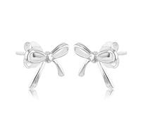 Tuscany Silver Women's Sterling Silver 9mm X 10.5mm Bow with 0.3mm Round White Diamond Stud Earrings
