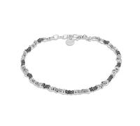 Tuscany Silver Women's Sterling Silver Black and White Seed Beads Bracelet of 19cm/7.5"