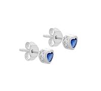 Tuscany Silver Women's Sterling Silver Blue CZ 4.5mm x 4.5mm Heart Stud Earrings