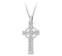 Tuscany Silver Women's Sterling Silver Celtic Cross Pendant on Curb Chain - 46cm/18