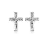 Tuscany Silver Women's Sterling Silver Cross Stardust Earrings
