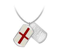 Tuscany Silver Women's Sterling Silver Enamel St Gerge Flag and England Tag on Curb Chain of 51cm/20