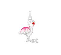 Tuscany Silver Women's Sterling Silver Enamelled Flamingo Charm Pendant