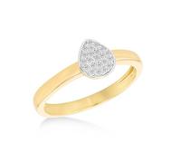 Tuscany Silver Women's Sterling Silver Gold Plated 0.10ct Lab Created Diamond Cluster Teardrop Ring #M