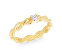 Tuscany Silver Women's Sterling Silver Gold Plated 0.10ct Lab Created Diamond Twisted Solitaire Ring #K