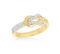 Tuscany Silver Women's Sterling Silver Gold Plated 0.22ct Lab Created Diamond Love Knot Ring #M