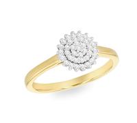 Tuscany Silver Women's Sterling Silver Gold Plated 0.24ct Lab Created Diamond Cluster Ring #L