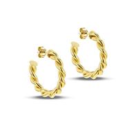 Tuscany Silver Women's Sterling Silver Gold Plated Twisted Open Hoop Earrings