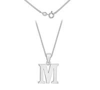 Tuscany Silver Women's Sterling Silver Initial M Pendant on Curb Chain of Length 46 cm/18 Inch