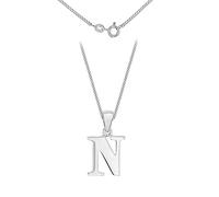 Tuscany Silver Women's Sterling Silver Initial N Pendant on Curb Chain of Length 46 cm/18 Inch