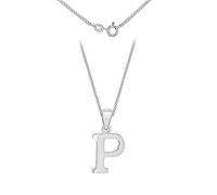Tuscany Silver Women's Sterling Silver Initial P Pendant on Curb Chain of Length 46 cm/18 Inch