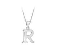 Tuscany Silver Women's Sterling Silver Initial R Pendant on Curb Chain of Length 46 cm/18 Inch