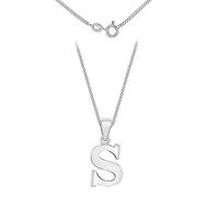 Tuscany Silver Women's Sterling Silver Initial S Pendant on Curb Chain of Length 46 cm/18 Inch