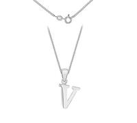 Tuscany Silver Women's Sterling Silver Initial V Pendant on Curb Chain of Length 46 cm/18 Inch
