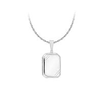 Tuscany Silver Women's Sterling Silver Large Rectangle Polished Stripe Edge Locket Pendant on Rope Chain of 56cm/22