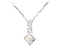Tuscany Silver Women's Sterling Silver Mother of Pearl Square Cut Pendant on Chain Necklace of 41cm