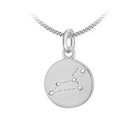 Tuscany Silver Women's Sterling Silver Necklace - Rhodium Plated CZ Leo Constellation Pendant on Curb Chain - 46cm/18