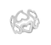Tuscany Silver Women's Sterling Silver Open Hearts Band Ring - Size N