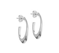 Tuscany Silver Women's Sterling Silver Oval Offset Creole Earrings