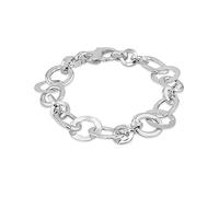 Tuscany Silver Women's Sterling Silver Oval Round and Flower Cut Out Link Bracelet of Length 19 cm/7.5 Inch