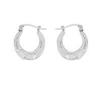 Tuscany Silver Women's Sterling Silver Patterned Creole Earrings