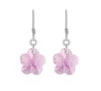 Tuscany Silver Women's Sterling Silver Pink Crystal Flower Drop Earrings