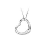 Tuscany Silver Women's Sterling Silver Plain Open Heart on Curb Chain of 46cm/18
