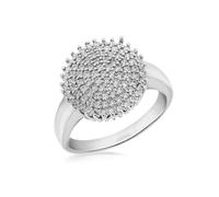 Tuscany Silver Women's Sterling Silver Rhodium Cubic Zirconia Cluster Bomb Ring - Size N