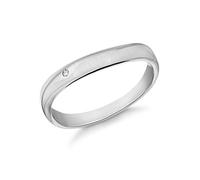 Tuscany Silver Women's Sterling Silver Rhodium Plated 0.01 ct Diamond Flush Set Wave Band Ring, Size P
