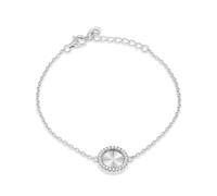 Tuscany Silver Women's Sterling Silver Rhodium Plated 11mm Rainbow Circle and 1mm CZ Adjustable Bracelet 16cm/'-19cm/'
