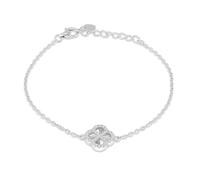 Tuscany Silver Women's Sterling Silver Rhodium Plated 11mm Rainbow Clover and 1.1mm White CZ Adjustable Bracelet 16cm/6.25' - 19cm/7.5'