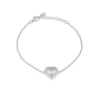 Tuscany Silver Women's Sterling Silver Rhodium Plated 11mm Rainbow Heart and 1mm CZ Adjustable Bracelet 16cm/'-19cm/'