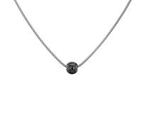 Tuscany Silver Women's Sterling Silver Rhodium Plated 2-Tone 8mm Black Ball and Popcorn Chain Necklace 46cm/18