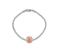 Tuscany Silver Women's Sterling Silver Rhodium Plated 2-Tone 8mm Rose Ball and Popcorn Chain Bracelet 19cm/7.5'