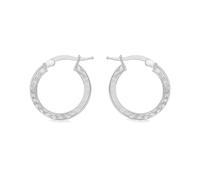 Tuscany Silver Women's Sterling Silver Rhodium Plated 20mm Marquise Patterned Triangle-Tube Creole Earrings