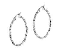 Tuscany Silver Women's Sterling Silver Rhodium Plated 25mm Diamond Cut Creole Hoop Earrings