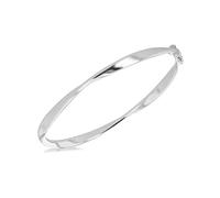Tuscany Silver Women's Sterling Silver Rhodium Plated 4mm Twisted-Bar Bangle