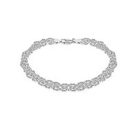 Tuscany Silver Women's Sterling Silver Rhodium Plated 5.5mm Byzantine Chain Bracelet 19cm/7.5'
