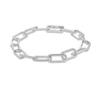 Tuscany Silver Women's Sterling Silver Rhodium Plated 7.4mm Half-Twisted-Link Paper Chain Bracelet 19cm/7.5"
