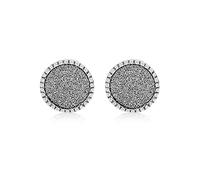 Tuscany Silver Women's Sterling Silver Rhodium Plated 7 mm Stardust Circle Stud Earrings